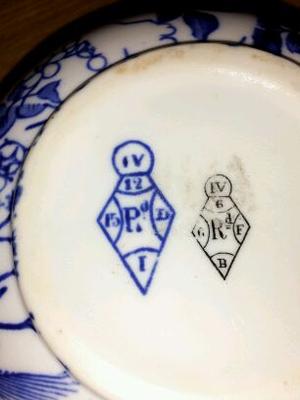 Blue & White Pot With Two Diamond Registration Marks